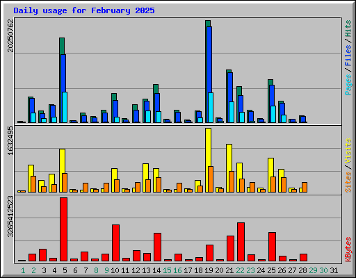 Daily usage for February 2025